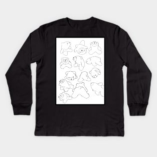 Floating Smiley Bear Sketch Collage Notebook Kids Long Sleeve T-Shirt